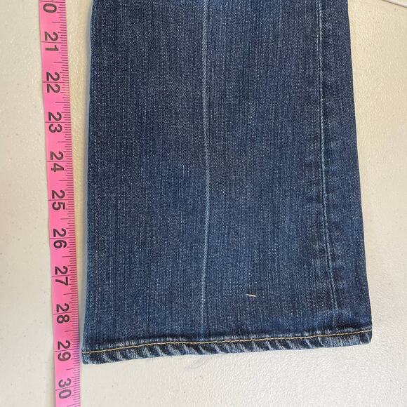 Paige Petite Premium Denim Lauren Canyon Blue Flared Lo Rise Distressed Jeans 25 - Picture 12 of 13